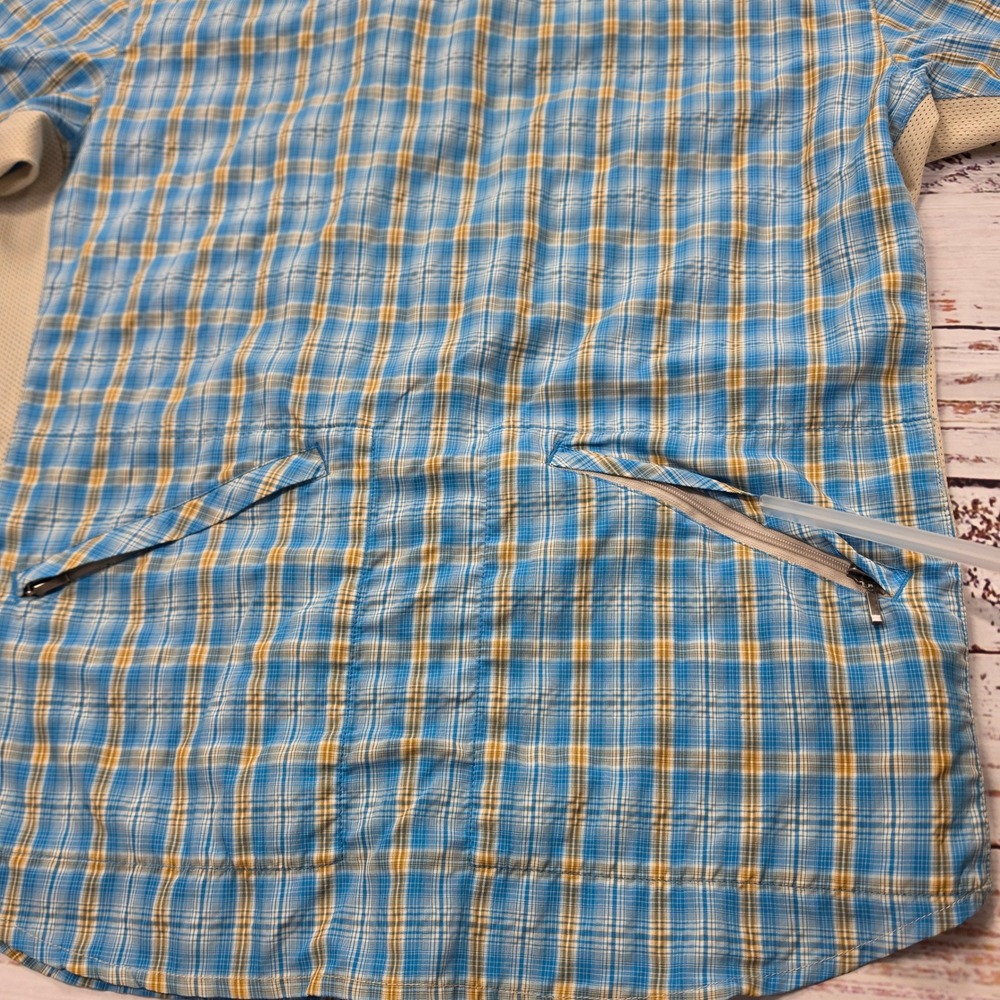 Club Ride Cycling Shirt Mens Medium Blue Plaid Good Vented Zipper Snap MTB Top - Picture 5 of 13